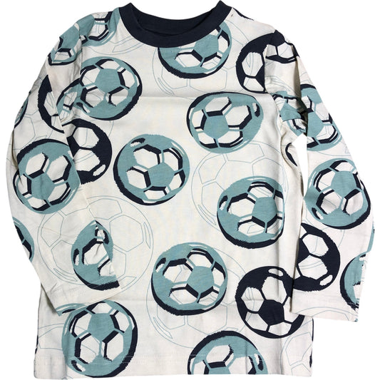 Kids Pajama Set 8-9 Years Long Sleeve Snuggle Leg Football Design Grey