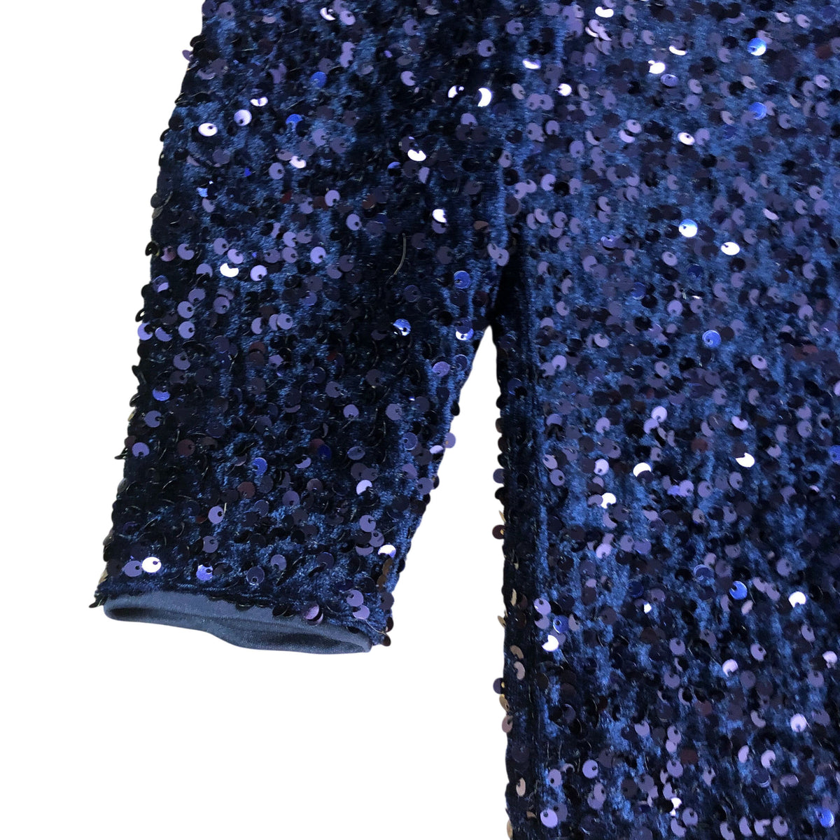Threadbare Sequin Dress UK10 Women's Navy Blue Long Sleeve V Neck Party Wear
