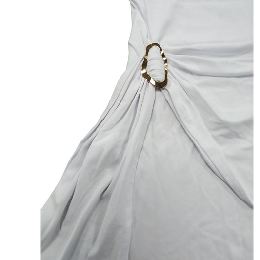 River Island Women's White Short Sleeve Dress Size 14 With Gold Accents