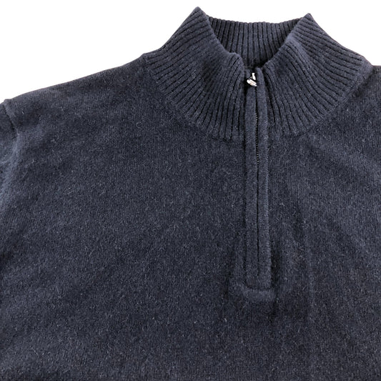 Pure Cashmere Navy Half Zip Sweater - Size Medium
