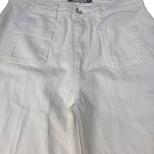 Baukjen Wide Leg Trousers Women's White Organic Cotton Blend Casual Size 10
