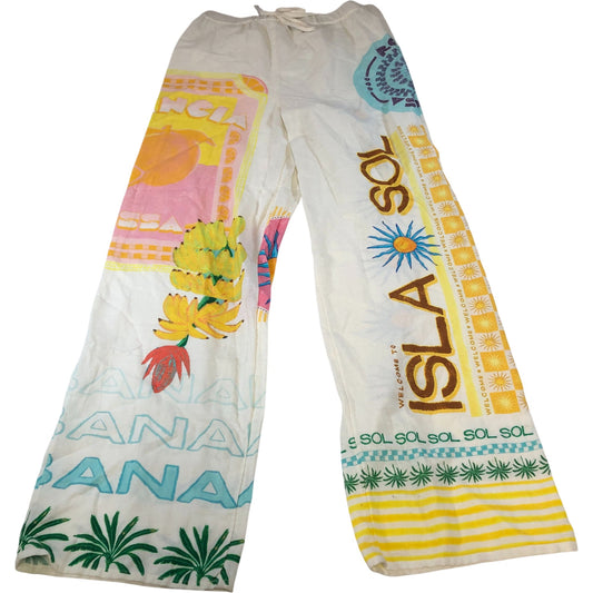 River Island Women's Vintage Print Trousers UK S Summer Holiday Casual Wear