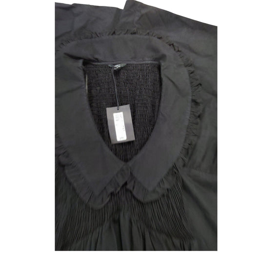 River Island Black Dress UK8 Women's Ruffle Collar Maxi Tiered Cotton