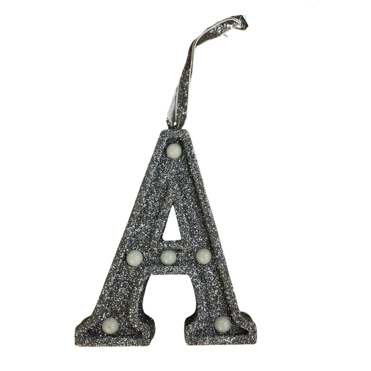 Light Up Silver Glitter Christmas Tree Decoration Letter 'A'