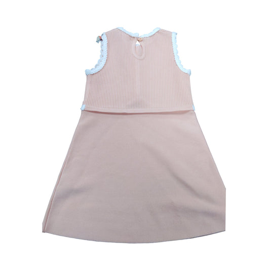 River Island Mini Girls Dress 12-18 Months Coral Pink Shell Trim Ribbed Style