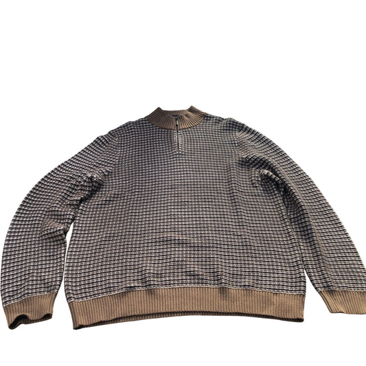 Half Zip Sweater Men's Brown Organic Cotton Knitwear XXL