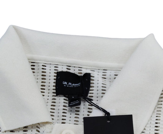 River Island White Smart Polo Shirt UK L Men's Short Sleeve New with Tags