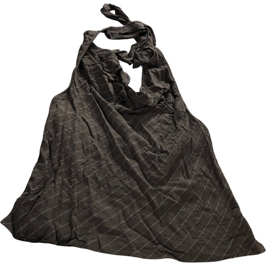 River Island Halter Neck Top UK16 Women's Brown Striped Viscose Blend