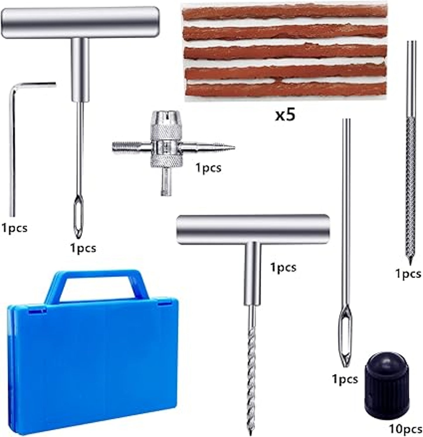 Iceten Tyre Repair Kit, Tyre Puncture Repair Kit with Storage Box Emergency