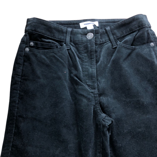 Corduroy Trousers UK8 Women's Black Cotton Stretch Casual