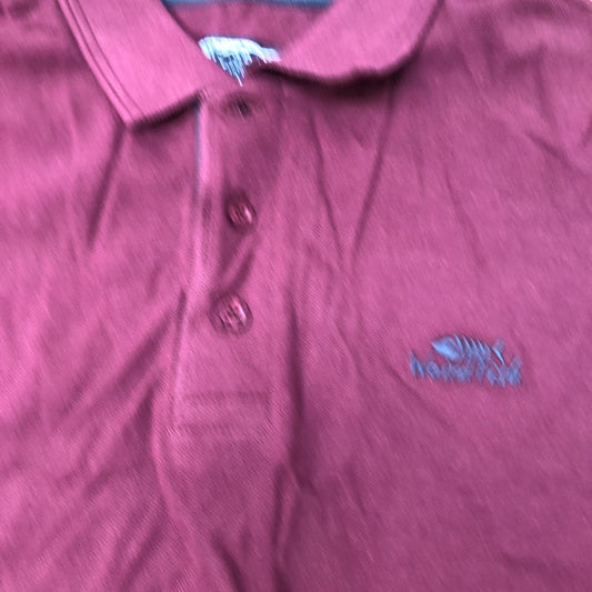 Weird Fish Miles Polo Shirt Tawny Port Men's Short Sleeve Size L Organic Cotton