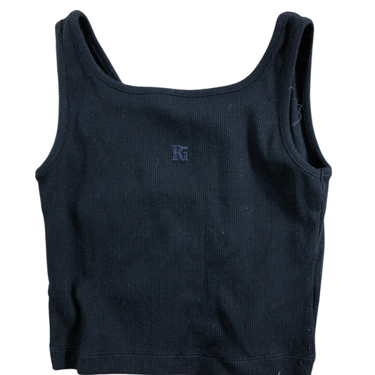 River Island Black Ribbed Girls Sleeveless Vest Top Age 7-8