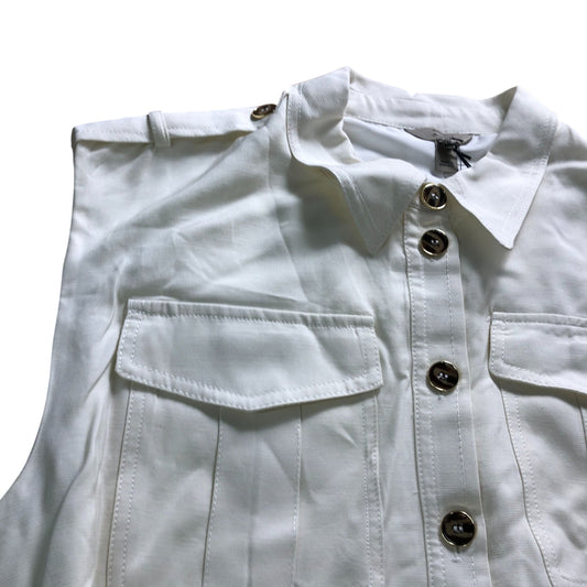 River Island Shirt Dress UK16 Women's Button Front Sleeveless White
