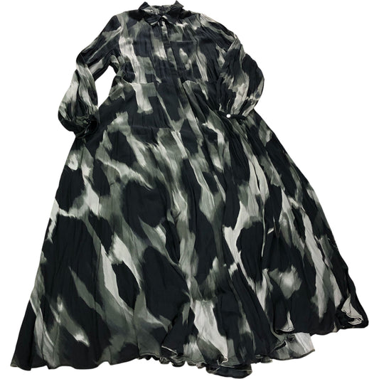 Printed Shirt Dress UK12 Women's Long Sleeve Midi Casual