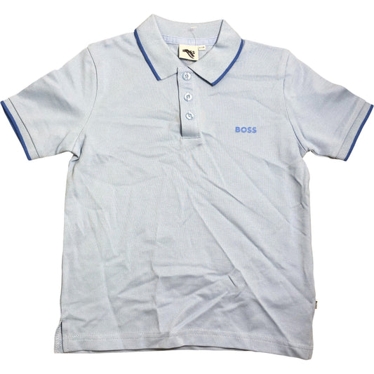 BOSS Light Blue Polo Shirt Size 6 Years Boys Short Sleeve Cotton