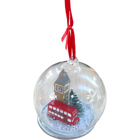 Sass & Belle London Bus Snow Globe Christmas Decoration with Big Ben