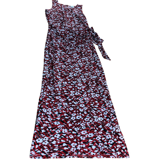River Island Red Floral Midi Wrap Dress - Size 8