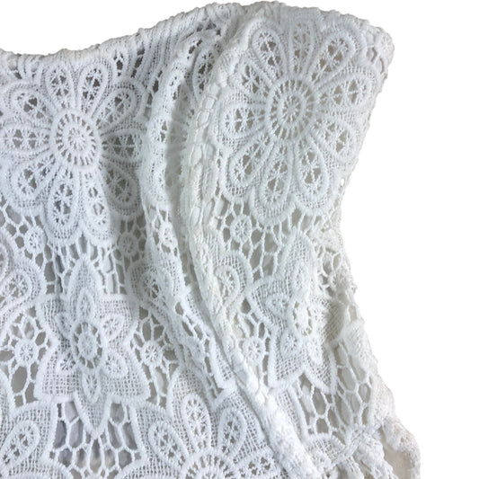 River Island Women's White Lace Peplum Top UK6 Floral Detail Sleeveless