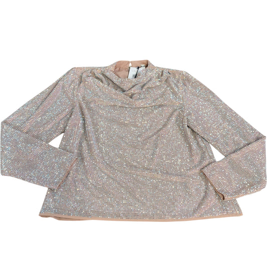 River Island Women's Blouse Long Sleeve Size 12 Pink Embellished