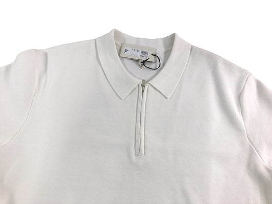 River Island Men's Short Sleeve Polo T Shirt Size M White Zip Neck