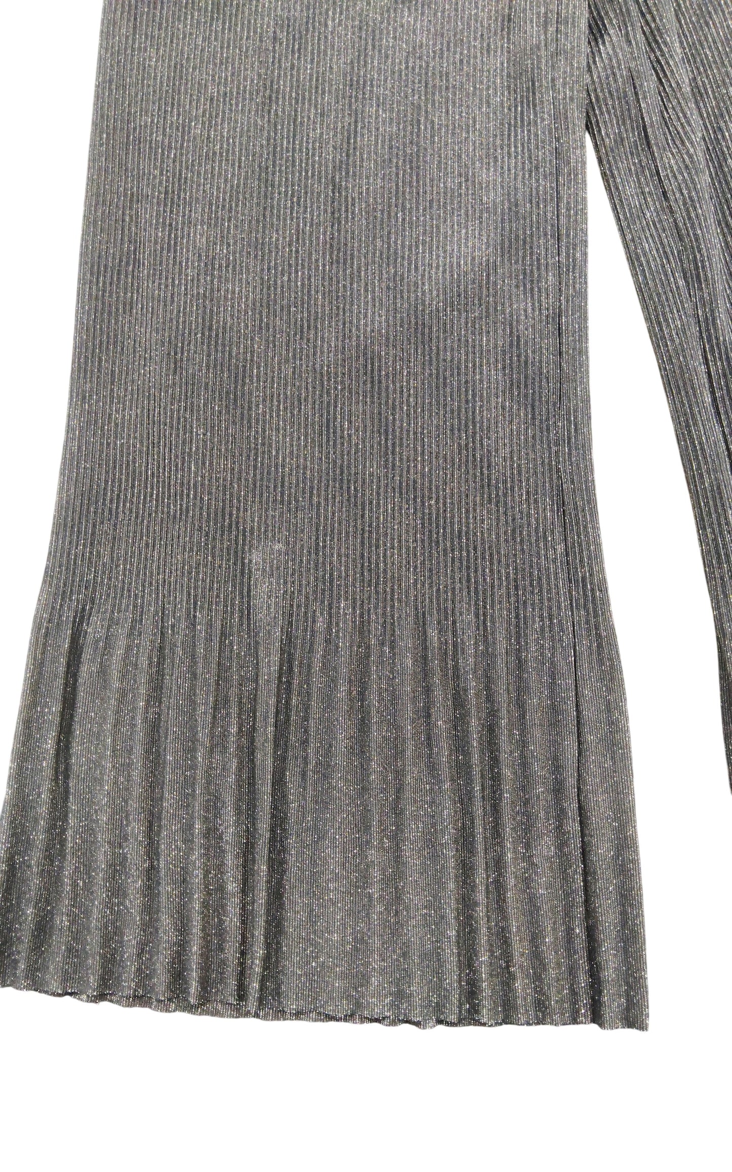 River Island UK14 Women's Metallic Pleated Trousers Shimmery Olive Green