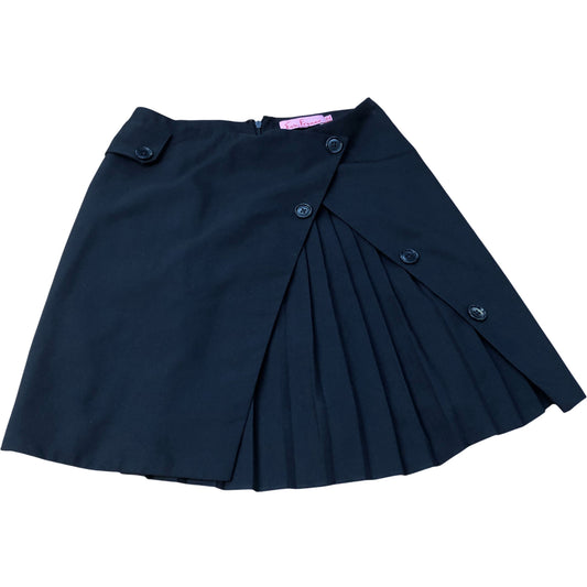 Eva Franco Pleated Mini Skirt UK Size 6 Women's Black Button Detail Chic Style