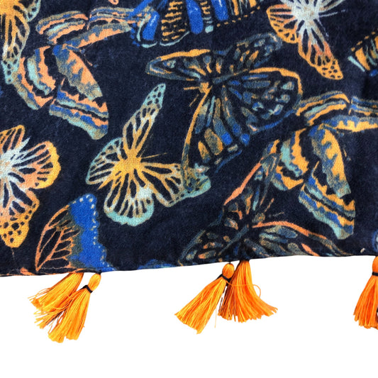 Weird Fish Butterfly Print Scarf With Tassels