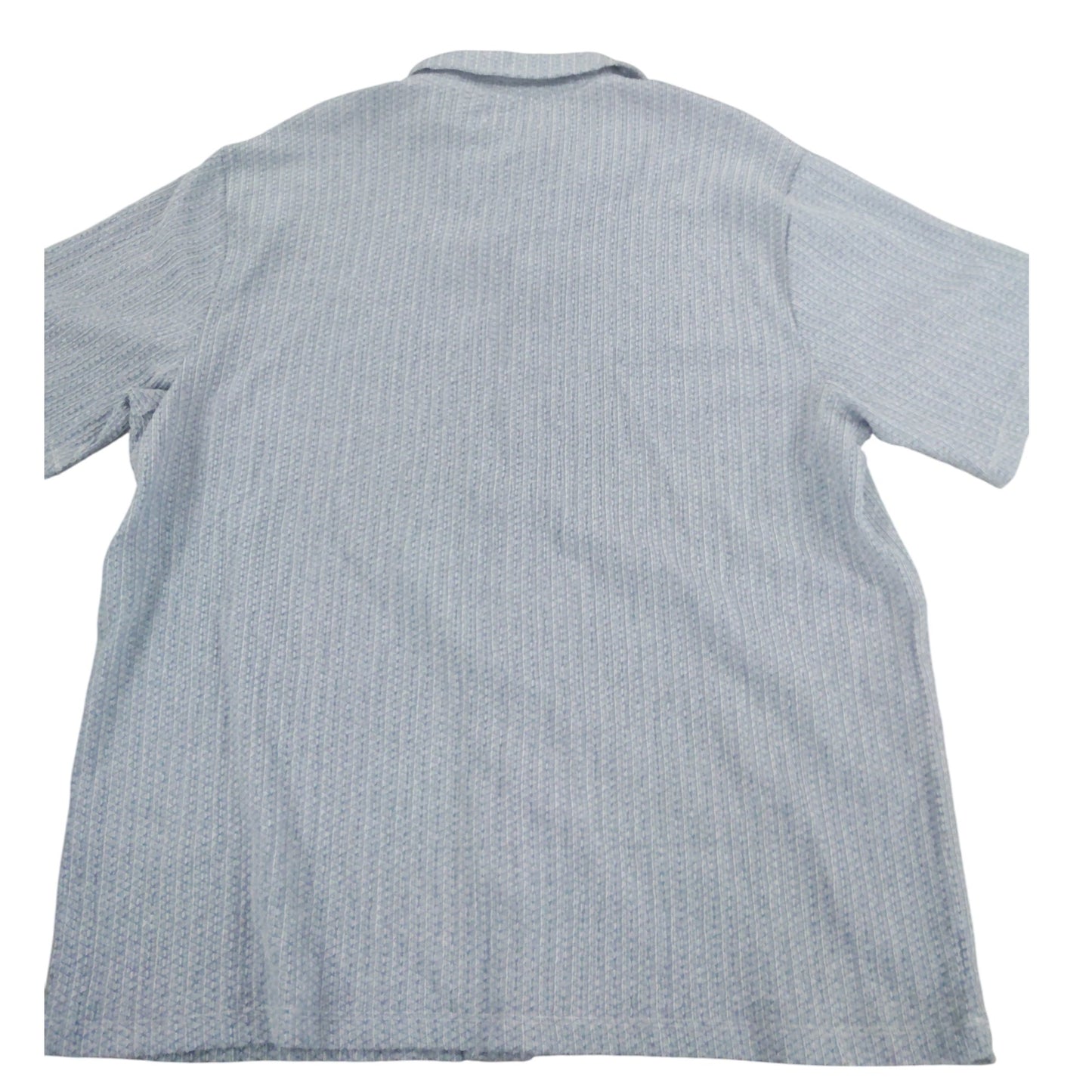 River Island Men's Short Sleeve Polo Shirt UK XL Blue Waffle Pattern New With T