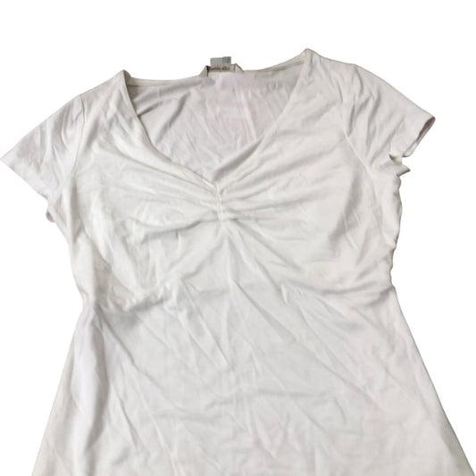 Boden Women's V Neck Top White Short Sleeve Stretchy Blouse UK12