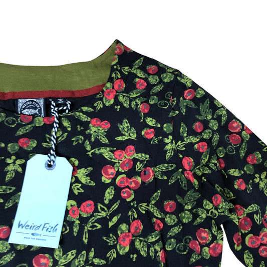 Weird Fish Shafika Organic Cotton Jersey Dress Size 12 Holly Print