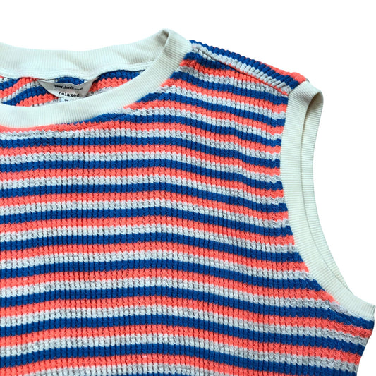 River Island Studios Relaxed Striped Top UK 10 Womens Red Blue Cream Knit