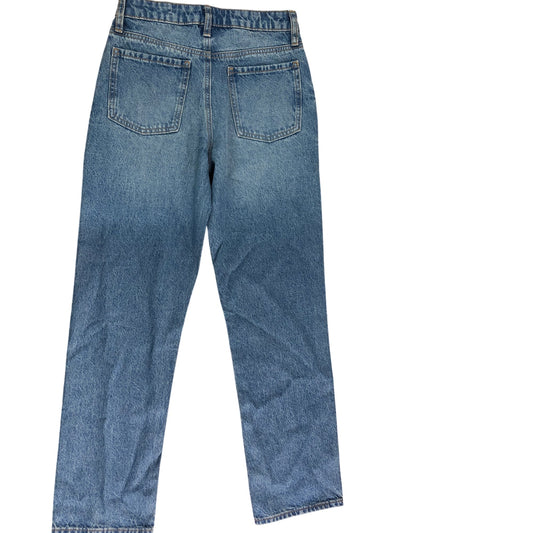 River Island Straight High Rise Jeans UK12 Girls Light Blue Denim With Hearts