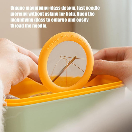 Quilting Sewing Set Storage Box With Magnifier Mint Green