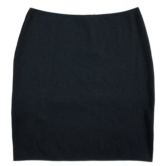 River Island Black Ribbed Skirt UK Large Women's Knee Length High Waist Ribbed