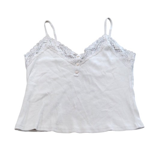 River Island Women's Lace Trimmed Camisole Top Size L Cream Soft Cotton Blend