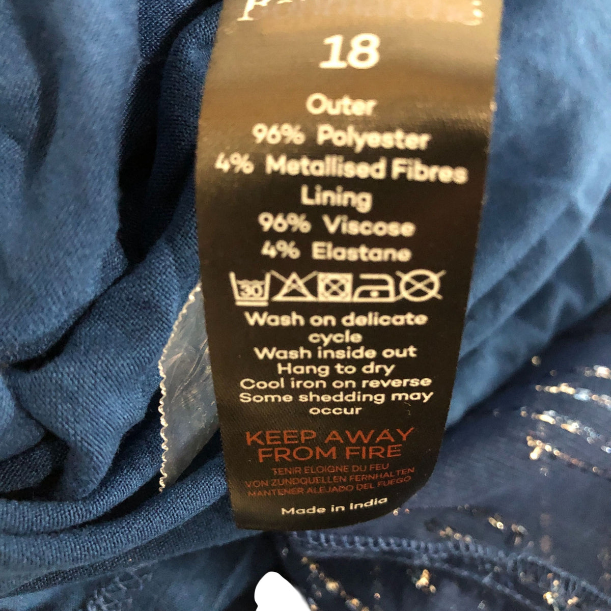 Branded Navy Blue Dress UK18 Women's Short Sleeve Shimmering Maxi Style