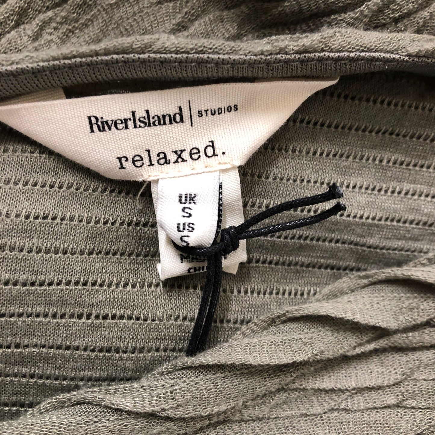 River Island Relaxed Long Sleeve Top UK S Women's Textured Pattern Green