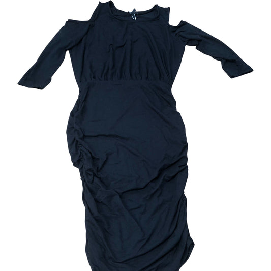 Baukjen Cold Shoulder Dress UK12 Women's Black Midi Stretchy Jersey