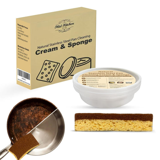 Misl Kitchen Natural Stainless Steel Pan Cleaning Cream And Sponge Eco Friendly