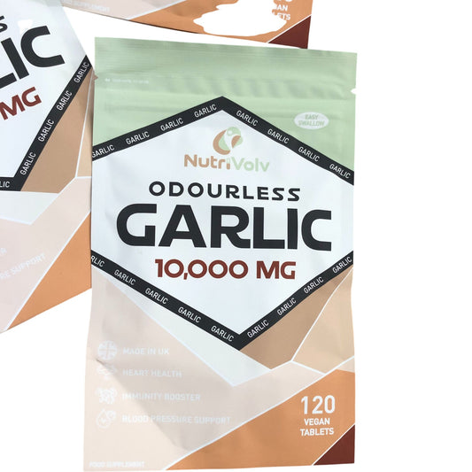 NutriVolv Odourless Garlic 10,000 MG Vegan Tablets 120 Dietary Supplement X5