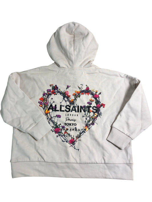 AllSaints Floral Heart Hoodie 9-10 Years Girls Casual Pullover Pink New