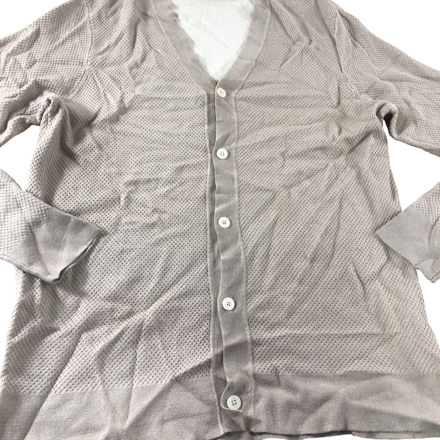 Branded Beige Textured Cardigan - Size Medium