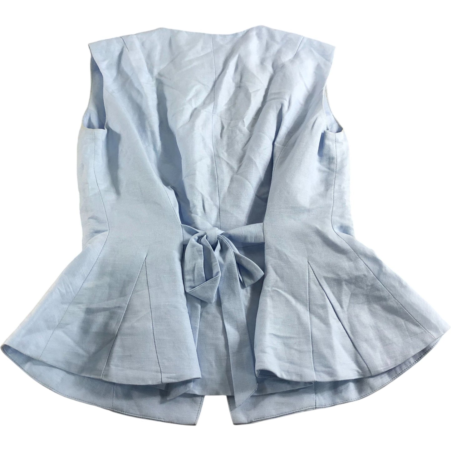 Blue Peplum Blouse UK8 Women's Button Front Sleeveless Top