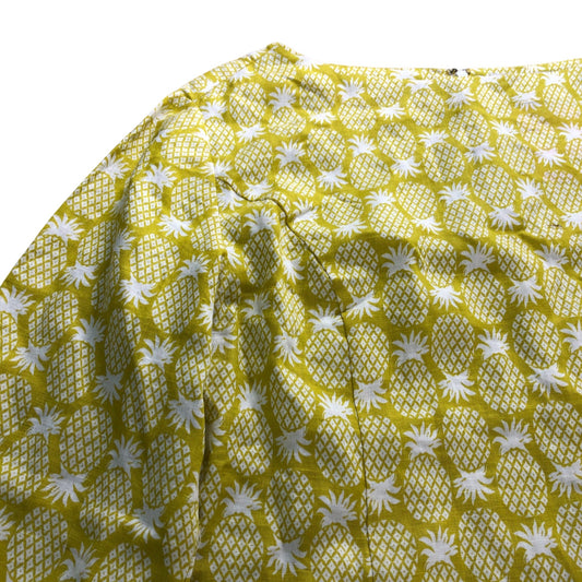 Branded Yellow Pineapple Print Linen Dress - Size 14