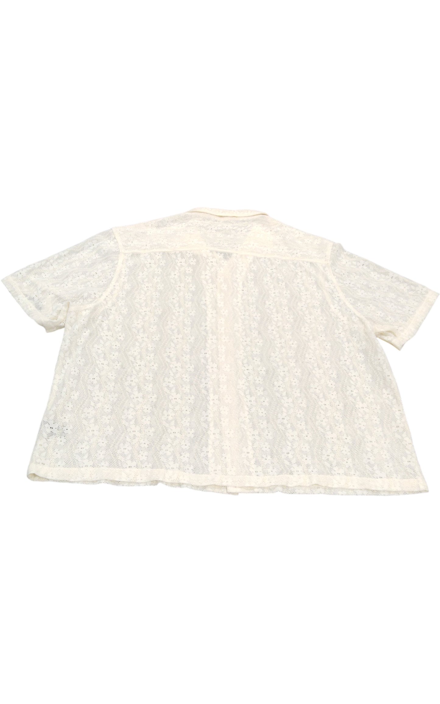 River Island Short Sleeve Lace Shirt XL Men's Cream Summer Casual Top