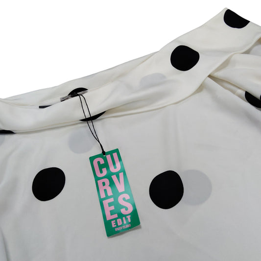 Curves By River Island Off The Shoulder Blouse Size 22 Women's Black Polka Dots