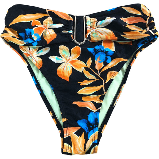 River Island Women's Floral Print High Waisted Bikini Briefs Black Orange Size 6