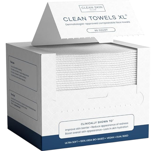 CLEAN SKIN CLUB Clean Towels XL 50 Count Ultra Soft Disposable Facial Towels