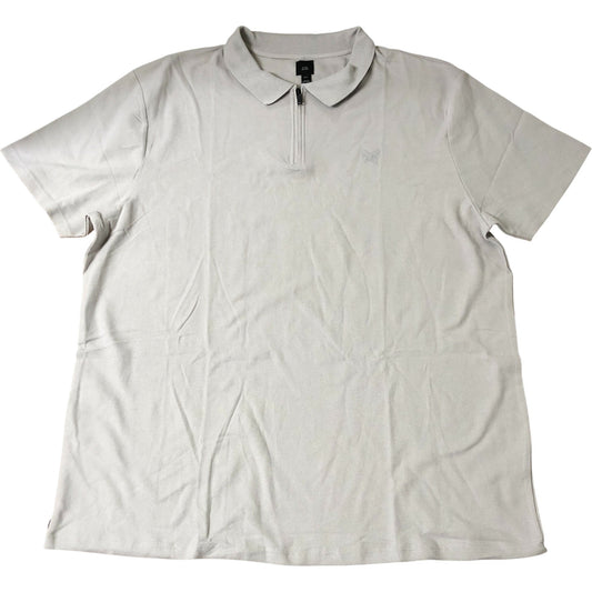 River Island 5XL Men's Short Sleeve Polo Shirt Zip Detail Grey Cotton