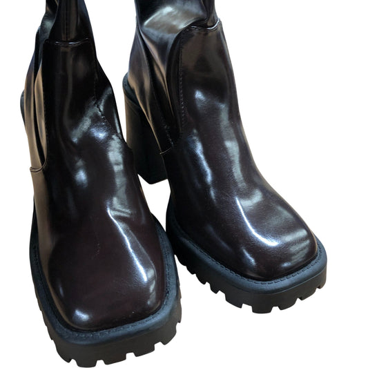 Stylish Branded Brown Knee High Heeled Boots Women's Fashion UK5